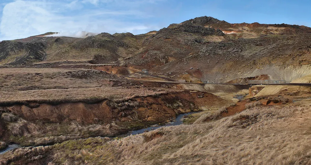 Boiling mud pots at the Seltún geothermal field near Fagradalsfjall volcano tours, Krýsuvík, Iceland