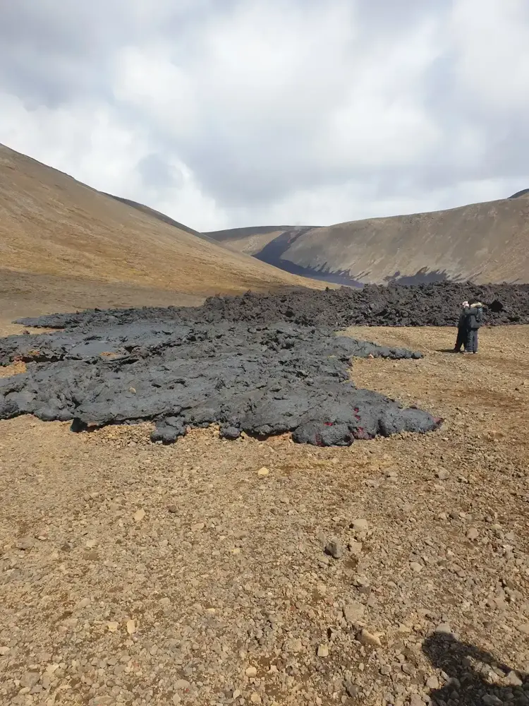 Lava spilling into the Nátthagi valley on a Fagradalsfjall volcano tour, Reykjanes, Iceland